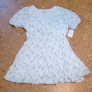 Arula White Floral Puff Sleeve Elastic Waist Summer Dress Size XL NWT